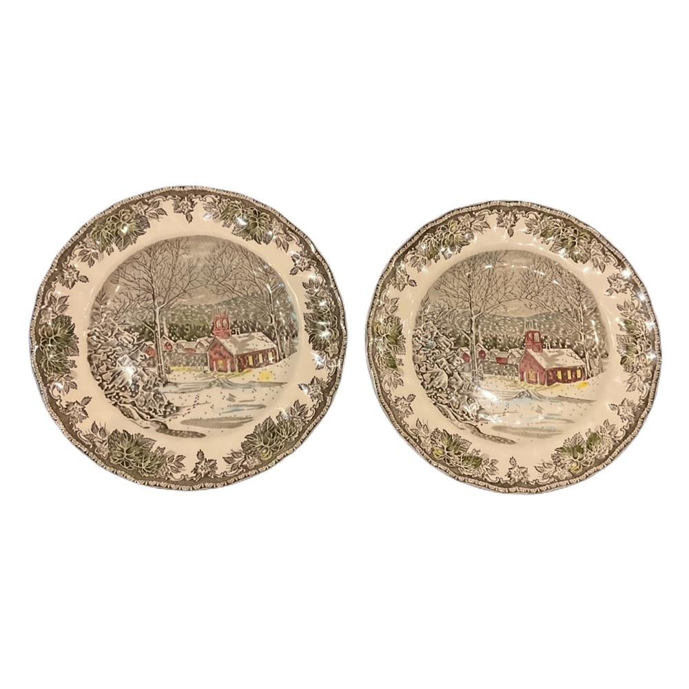 Two Johnson Brothers “The Friendly Village” The School House Dinner Plates